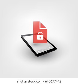 Locked Device, Lost Documents, Ransomware Attack - Virus Infection, Malware, Fraud, Spam, Phishing, Email Scam, Hacking - IT Security Concept Design, Vector illustration