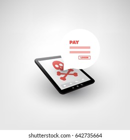 Locked Device, Lost Files, Ransomware Attack - Virus Infection, Malware, Fraud, Spam, Phishing, Email Scam, Hacking - IT Security Concept Design, Vector illustration