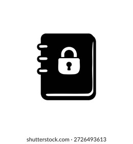 Ícone de livro de diário bloqueado ilustração vetor preto e branco isolado no fundo branco