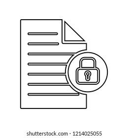 locked document file with a lock sign icon. Simple outline vector of web, minimalistic set for UI and UX, website or mobile application