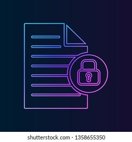 locked document file with a lock sign nolan icon. Simple thin line, outline vector of web, minimalistic icons for UI and UX, website or mobile application