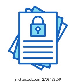 Icono de documento bloqueado Color azul Estilo Ilustración vectorial