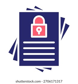 Icono de documento bloqueado Color Relleno Estilo Ilustración vectorial