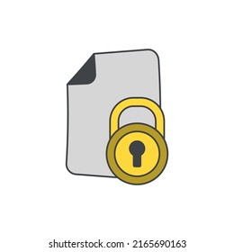 Locked document icon in color icon, isolated on white background 