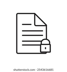 Locked document icon Flat line illustration