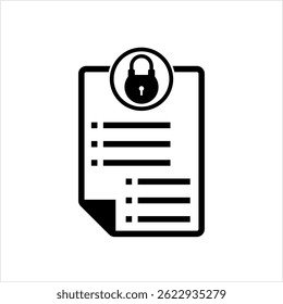 Locked Document Icon, Password Protected, Secured, Restricts Access Document Vector Art Illustration