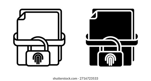 Conjunto de ícones de Documento Bloqueado. ilustração que representa um conceito de segurança de documento, apresentando um ícone de documento protegido com um cadeado. Isolado no fundo branco.