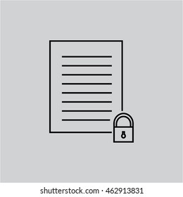 Locked document outline icon illustration isolated vector sign symbol