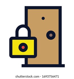 Locked Door. Simple Vector Color Icon.