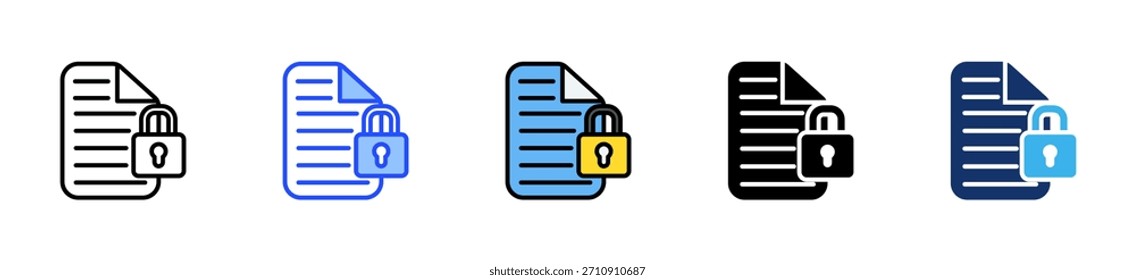 Locked File Icon Collection With Multiple Styles