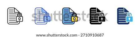 Locked File Icon Collection With Multiple Styles