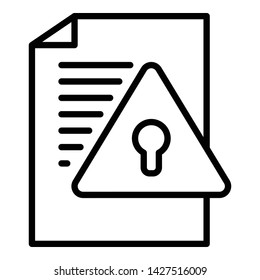 Locked file icon. Outline locked file vector icon for web design isolated on white background