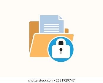 Locked file icon in simple flat style vector design. Ideal for data security, file protection, privacy apps, digital access, and secure document concepts.