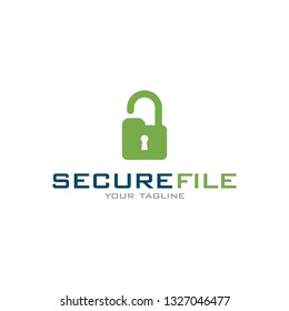 Locked File Logo Icon, Secured Folder Logo Template