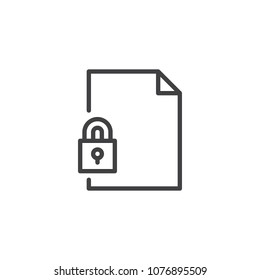 Locked file outline icon. linear style sign for mobile concept and web design. Lock folder simple line vector icon. Symbol, logo illustration. Pixel perfect vector graphics