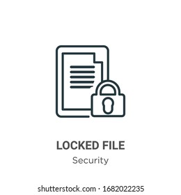 Locked file outline vector icon. Thin line black locked file icon, flat vector simple element illustration from editable security concept isolated stroke on white background