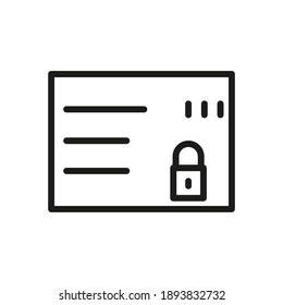 Locked File Outline Vector Icon. For Web And App