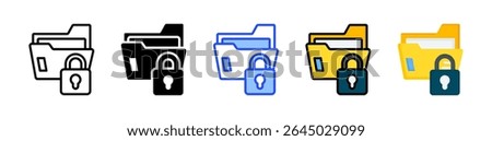 Locked Folder Icon Collection With Multiple Styles
