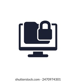 locked folder icon with a computer on white