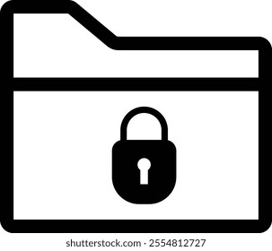 Locked folder icon isolated on white background . Folder with lock icon . Secure folder icon vector