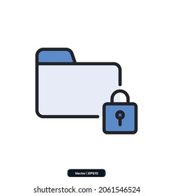 Locked Folder icon. Protection and Security Icons Set. Cyber Security Icon Concept. Pixel perfect.