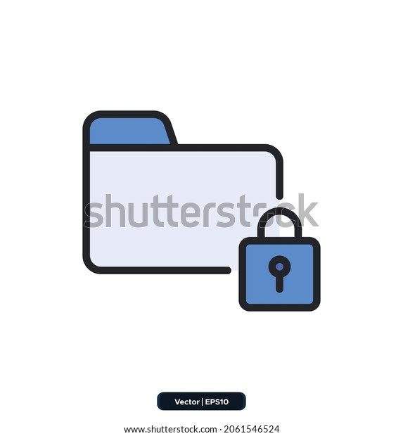 Locked Folder Icon Protection Security Icons Stock Vector (Royalty Free ...