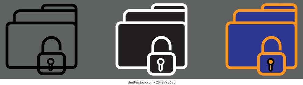Locked folder icon representing secure business or wellness file storage with transparent background