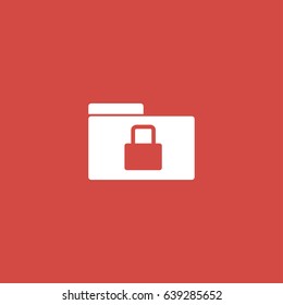 locked folder icon. sign design. red background