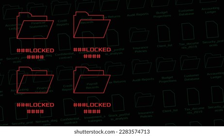 Locked folder interface banner with copy space. Vector background.