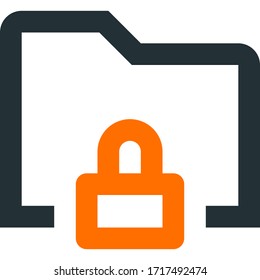 Locked folder. Protected folder. Grey and orange colors.