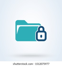 Locked folder Simple vector modern icon design illustration.