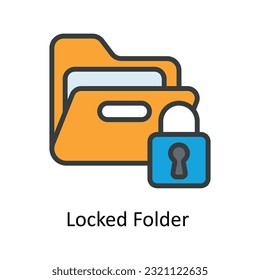 Locked Folder  Vector Fill outline Icon Design illustration. Cyber security  Symbol on White background EPS 10 File