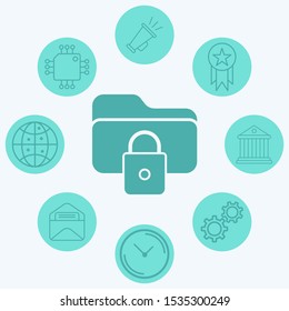 Locked folder vector icon sign symbol