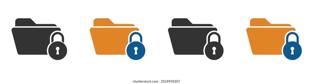 Locked folder vector icons. Locked folder icon