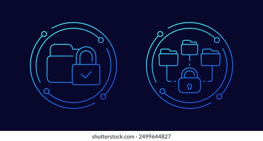 Gesperrte Ordner Symbole, lineares Vektordesign
