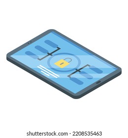 Icono de gadget bloqueado. Isometric del icono vectorial de gadget bloqueado para el diseño web aislado en fondo blanco