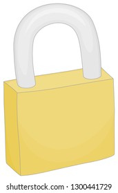 Locked gold padlock. Cartoon vector illuatration.