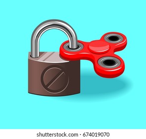 Locked hand spinner vector funny art design illustration