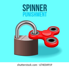 Locked hand spinner vector funny art design illustration