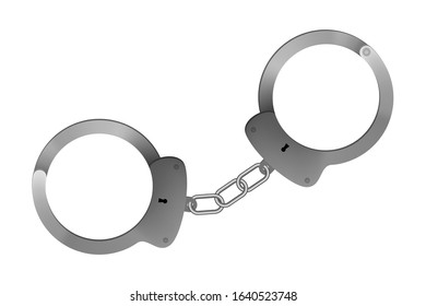 Locked handcuffs. Vector illustration. Arrest of a perpetrator.