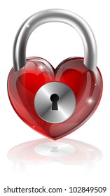 A locked heart concept graphic. Could be about needing to find love, locking feelings away or other interpretations.