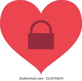 Locked Heart Filled Icon Vector