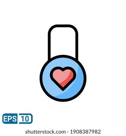 icono de corazón bloqueado con estilo de línea rellena aislado en fondo blanco. símbolo de signo para el día de San Valentín. EPS 10