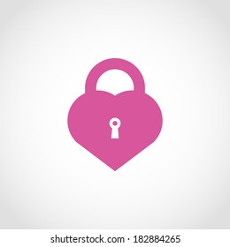 Locked Heart Icon Isolated on White Background