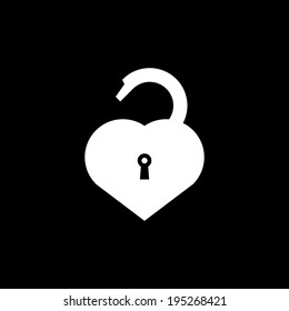 Locked Heart Icon Isolated on Black Background
