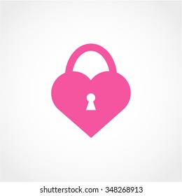 Locked Heart Icon Isolated on White Background