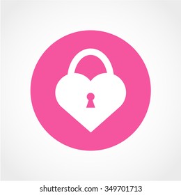 Locked Heart Icon Isolated on White Background