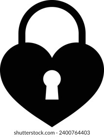 Icono de corazón bloqueado . Icono de bloqueo del corazón . Icono de candado con forma de corazón bloqueado . Ilustración del vector