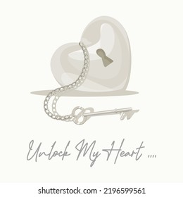 locked heart and key illustration