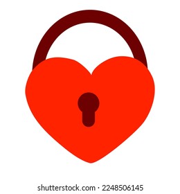 Locked heart shaped lock, design element for Valentines Day, vector